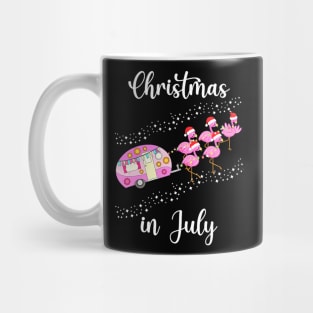 Funny Flamingo Pink Camping Car Christmas in July Mug